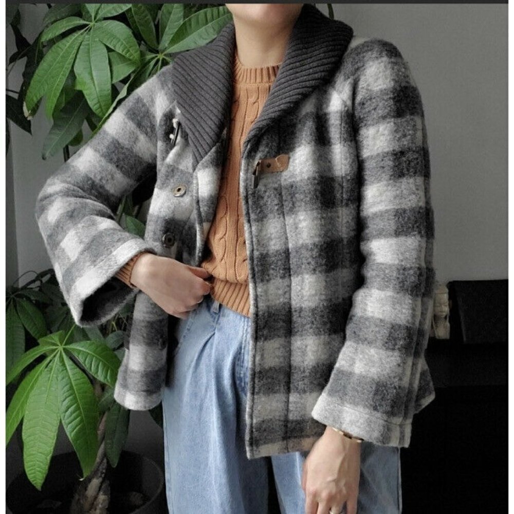 Free People Wool Plaid Shacket Woman 6 Small Collared‎ Loose